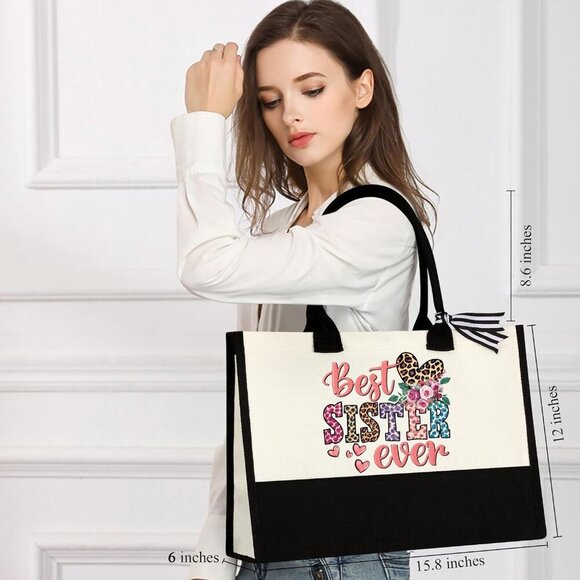 Sister Gifts Basket Set of 6 Canvas Cotton Home Decorations - Picture 2 of 7